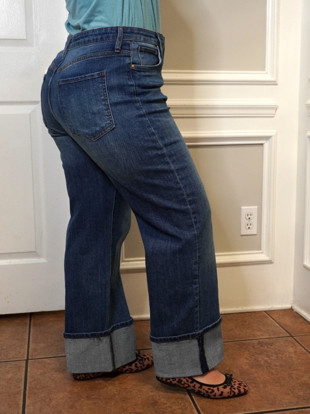 NWN Sienna Cuffed High Waist Wide Leg Jeans, Size 12